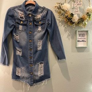 Super cool distressed jean jacket size SMALL